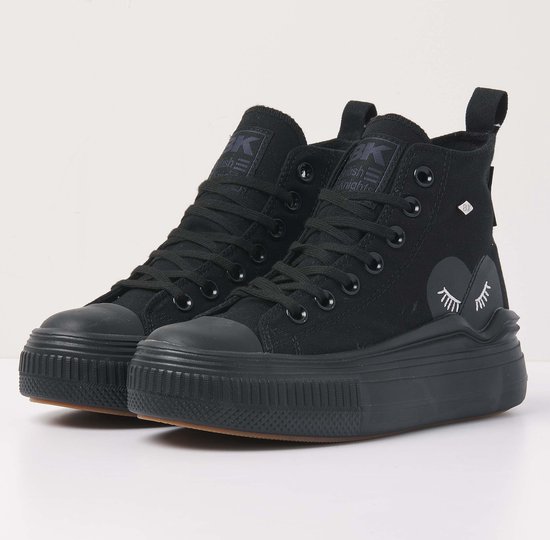 British Knights - Kaya Flow Mid Dames Sneakers Hoog - Maat 40 - Zwart - Katoen - Vrouwen Schoenen