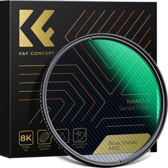 K&F Concept 82mm Blue Streak Nano-X HD MRC brushed filter video film camera