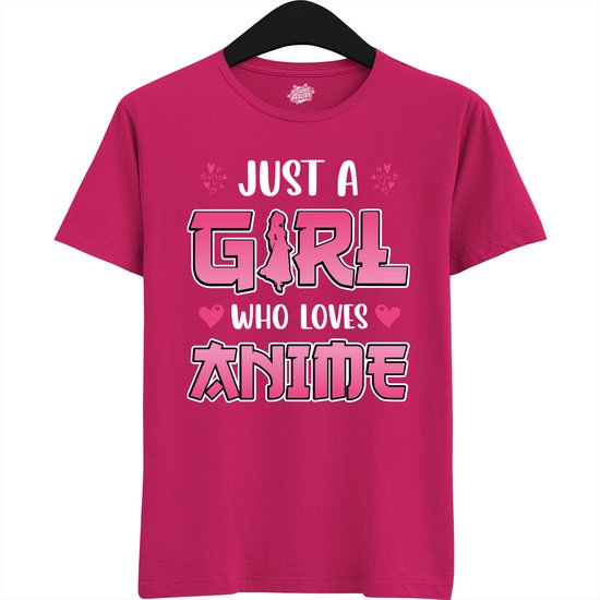 Just a girl who loves anime - Japans cadeau - Unisex t-shirt - grappig anime / manga hobby en verjaardag kado shirt - T-Shirt - Unisex - Fuchsia - Maat M