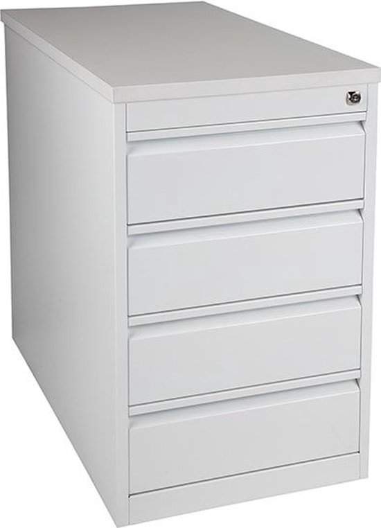 ABC Kantoormeubelen praktische standcontainer 4 lades diep 80cm kleur wit (ral9010) topblad kersen
