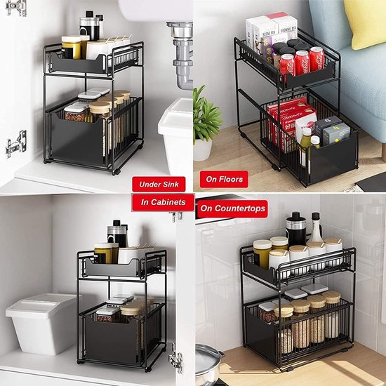 WATUNID Lade onder het bureau, metalen ondertafel, lade met 2