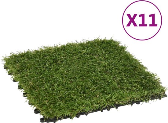 vidaXL-Kunstgrastegels-11-st-30x30-cm-groen