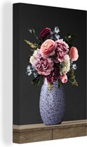 Toile Peinture Roses - Couleurs - Nature Morte - 20x30 cm - Décoration murale
