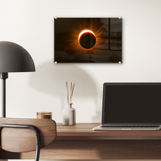 Peinture sur Verre - Eclipse Rouge dans le Noir - 30x20 cm - Peintures sur Verre Peintures - Photo sur Glas