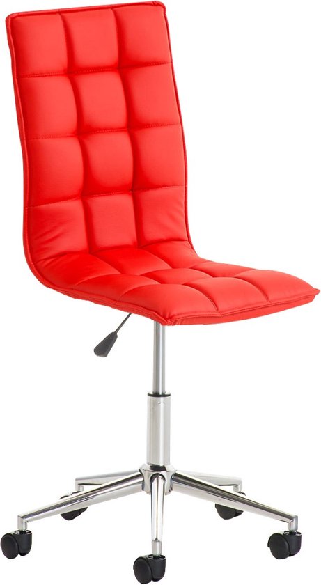 Bureaustoel OPEN - Rood - Kunstleer - Ergonomische bureaustoel - Op wielen - Voor volwassenen - In hoogte verstelbaar