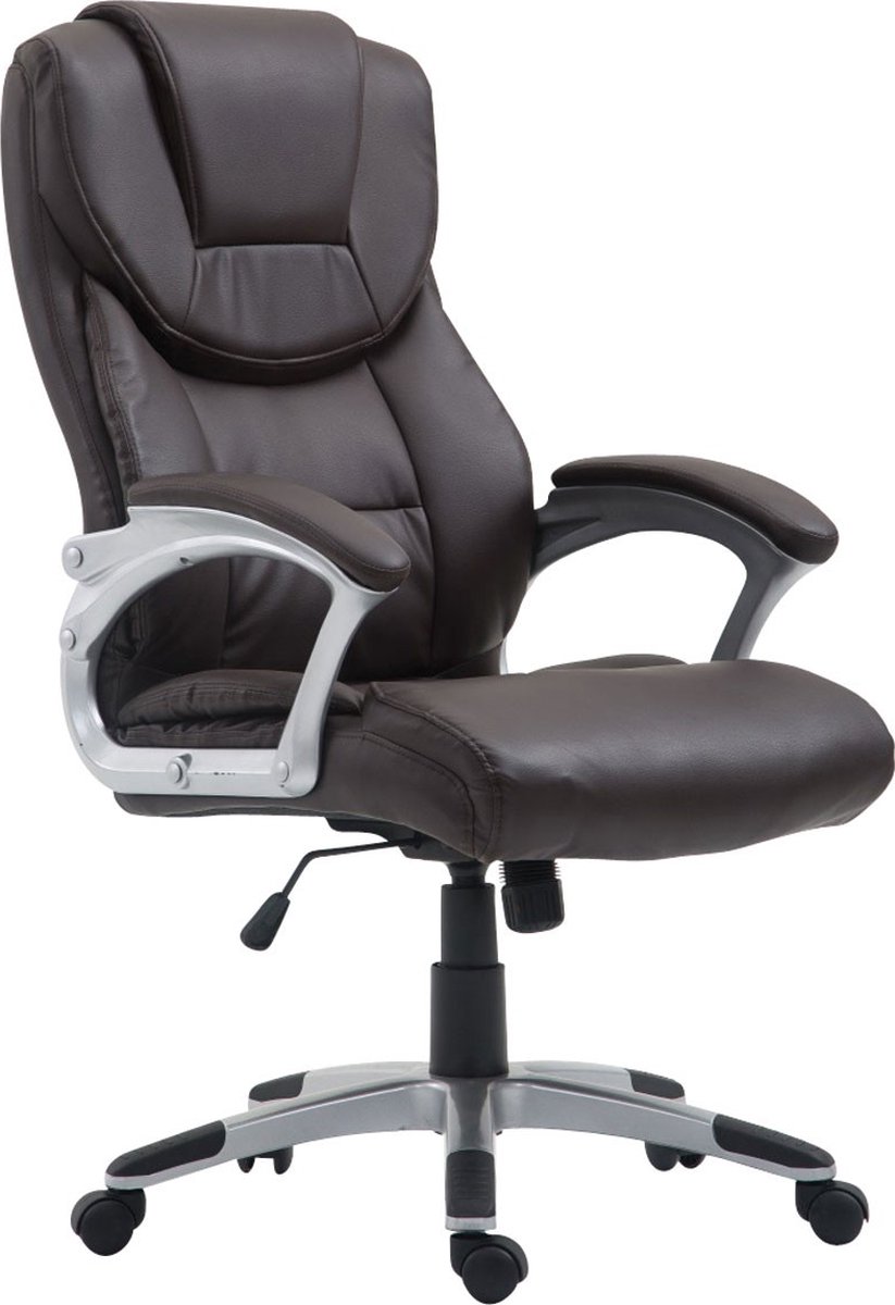 Luxe Bureaustoel Angiola XL - kunstleer - Zwart - Op wielen - Ergonomische bureaustoel - Voor volwassenen - In hoogte verstelbaar