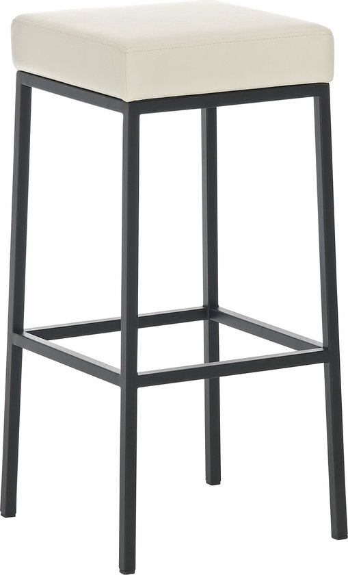 Barkruk Divine - Zithoogte 80cm - Zonder rugleuning - Set van 1 - Ergonomisch - Barstoelen voor keuken of kantine - Vierkant - Creme/zwart