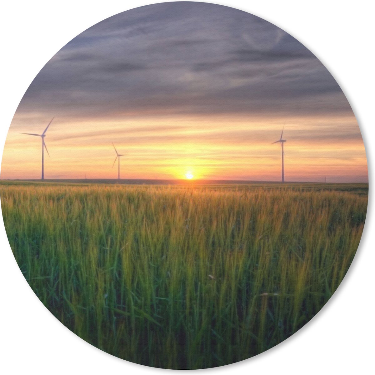 Muismat rond 20x20 cm - Mousepad Windmolen - Zon - Gras - Ronde muismatten