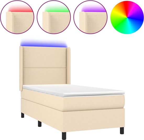 La Dolce Vita - Boxspring met matras en LED stof crèmekleurig 90x190 cm |  bol.com