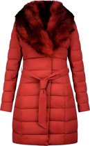 Gentile Bellini Long Parka Dames Manteau D'hiver - Avec Col De Fourrure Rouge - Manteaux Rouges Dames Dames Manteau