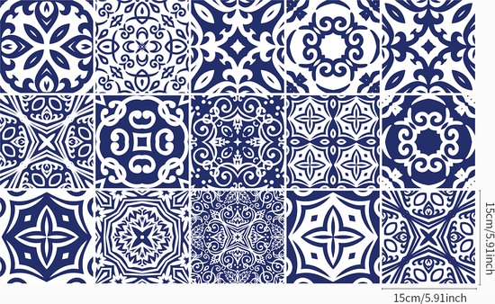 Ulticool Décoration Stickers carrelages - Nederland Blauw Wit - 15x15 cm - 15 pièces