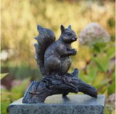 Tuinbeeld - bronzen beeld - Eekhoorn op tak - Bronzartes - 22 cm hoog