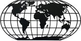 The Globe Midnight Black XL - Zwart MDF hout - 220x120 cm - Wereldkaart wanddecoratie - Modern decoratie - WoodWideCities