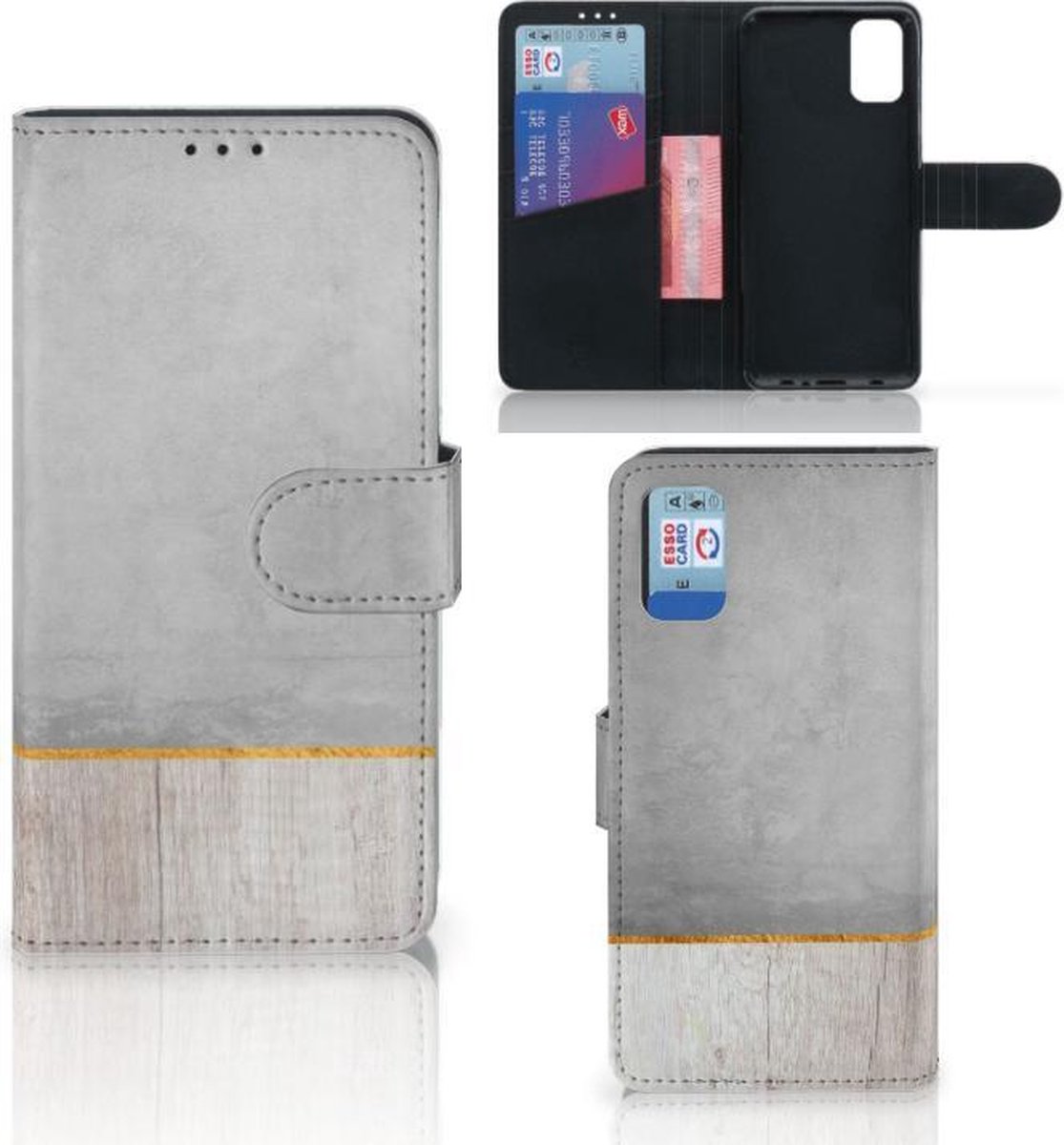 Samsung Galaxy A41 Book Style Case Wood Concrete