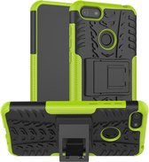 Voor Motorola E6 Play Tire Texture Shockproof TPU + PC beschermhoes met houder (groen)