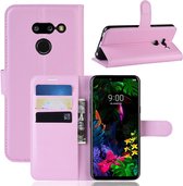 Litchi Texture horizontale flip lederen tas voor LG G8 ThinQ, met portemonnee en houder en kaartsleuven (roze)