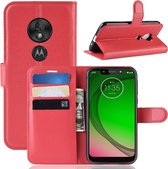 Litchi Texture horizontale flip lederen tas voor MOTO G7 Play, met portemonnee en houder en kaartsleuven (rood)