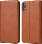 Horizontale Flip PU lederen tas voor iPhone XS Max, met houder & kaartsleuven & portemonnee (bruin)