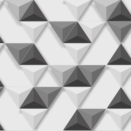 Hexagone 3D driehoek wit/zwart modern (vliesbehang, zwart-wit) | bol.com
