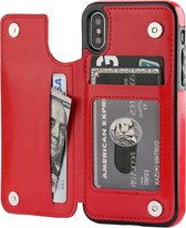 Wallet Case geschikt voor Apple iPhone X / Xs - rood met Privacy Glas