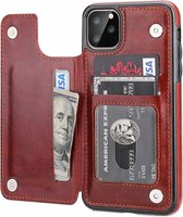 geschikt voor Apple iPhone 11 Pro wallet case - bruin met Privacy Glas