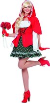Wilbers - Roodkapje Kostuum - Sprookjes Dame Met Rode Cape (Luxe) - Vrouw - rood - Maat 44 - Carnavalskleding - Verkleedkleding
