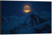 Dibond –Oranje Maan boven Bergen– 40x30 Foto op Aluminium (Wanddecoratie van metaal)