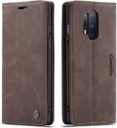 CaseMe - Hoesje geschikt voor OnePlus 8 Pro - Wallet Book Case - Magneetsluiting - Donker Bruin