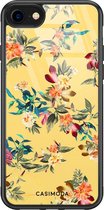 iPhone SE 2020 hoesje glass - Bloemen geel flowers | Apple iPhone SE (2020) case | Hardcase backcover zwart