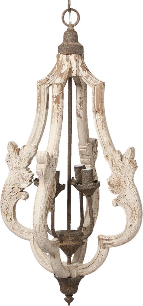Clayre & Eef Hanglamp Ø 40x79 cm Wit Hout
