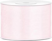 1x Hobby/decoratie poeder roze satijnen sierlinten 5 cm/50 mm x 25 meter - Cadeaulint satijnlint/ribbon - Poeder roze linten - Hobbymateriaal benodigdheden - Verpakkingsmaterialen