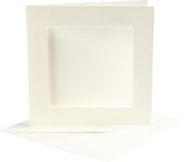 Creotime Passepartout Kaarten, afmeting kaart 12,5x12,5 cm, off-white, vierkant, 10 sets