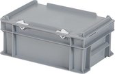 Stapelbak met deksel - Opbergbox - 300x200xH133mm - grijs