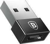 Baseus USB Male naar USB-type C Female 2.4A Mini Adapter - Zwart