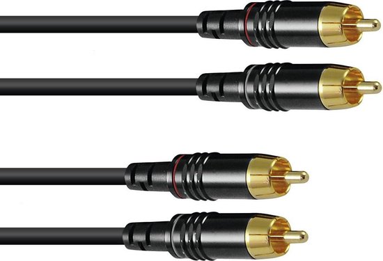 SOMMER CABLE rca audio kabel - tulp kabel - 2x tulp 0.5m bk Hicon- cinch audiokabel