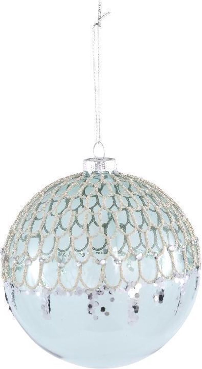 PTMD Kerstbal glas Christmas helder 12x12x12 cm