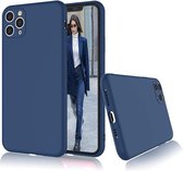 Siliconen hoesje met camera bescherming geschikt voor Apple iPhone 11 Pro - blauw + glazen screen protector