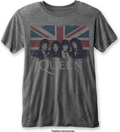 Queen Heren Tshirt -XL- Vintage Union Jack Grijs