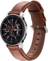 Universeel Smartwatch 46MM Bandje Echt Leer met RVS Gespsluiting Bruin