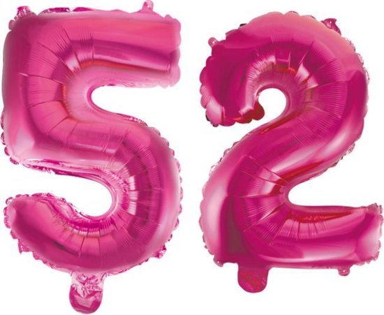 Folieballon 52 jaar roze 86cm
