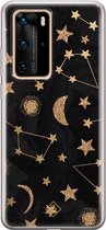 Huawei P40 Pro hoesje siliconen - Counting the stars | Huawei P40 Pro case | grijs | TPU backcover transparant