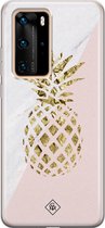 Huawei P40 Pro hoesje siliconen - Ananas | Huawei P40 Pro case | blauw | TPU backcover transparant