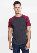 Urban Classics Heren Tshirt -S- Raglan Contrast Grijs/Rood