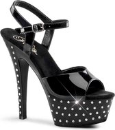 Pleaser Sandaal met enkelband, Paaldans schoenen -35 Shoes- STARDUST-609 Paaldans schoenen Zwart