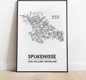 Spijkenisse city poster, A3 (30x40 cm) met lijst, plattegrond poster, woonplaatsposter, woonposter