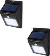 TecTake - 2* LED Solar tuinverlichting wandlamp bewegingssensor 401735
