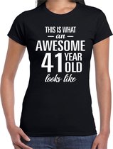 Awesome 41 year - geweldig 41 jaar cadeau t-shirt zwart dames -  Verjaardag cadeau L