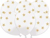 30x stuks Witte ballonnen met gouden sterren - Oud- en nieuw - Bruiloft - Verjaardag - Thema feestartikelen