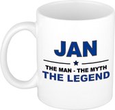 Naam cadeau Jan - The man, The myth the legend koffie mok / beker 300 ml - naam/namen mokken - Cadeau voor o.a verjaardag/ vaderdag/ pensioen/ geslaagd/ bedankt