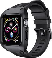 Apple Watch 42MM Hoesje Robuust Full Protect met Siliconen Band Zwart